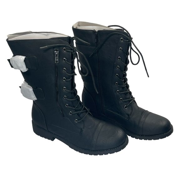 Top Moda Pack-72 Women's Fashion Mid Calf Combat Military Lace Boots Size 9 - Picture 10 of 13